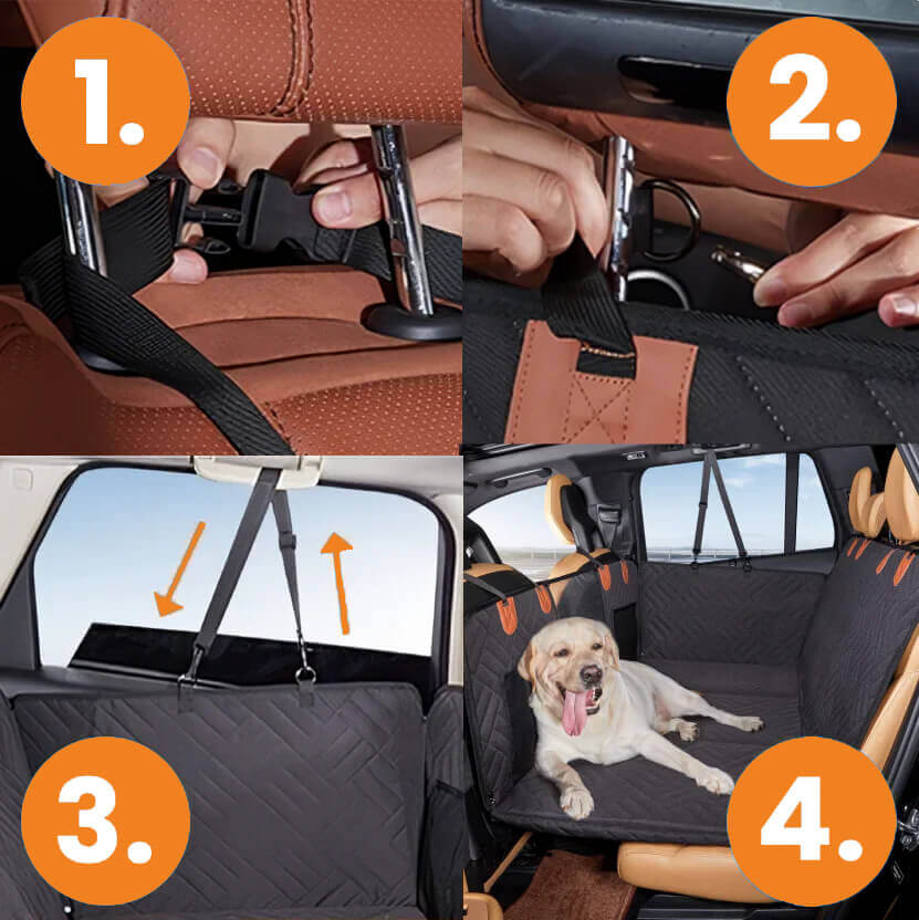 Step-by-step installation of the RuffLiner dog car seat protector for secure pet travel. RuffRover 2.0. Auto paws